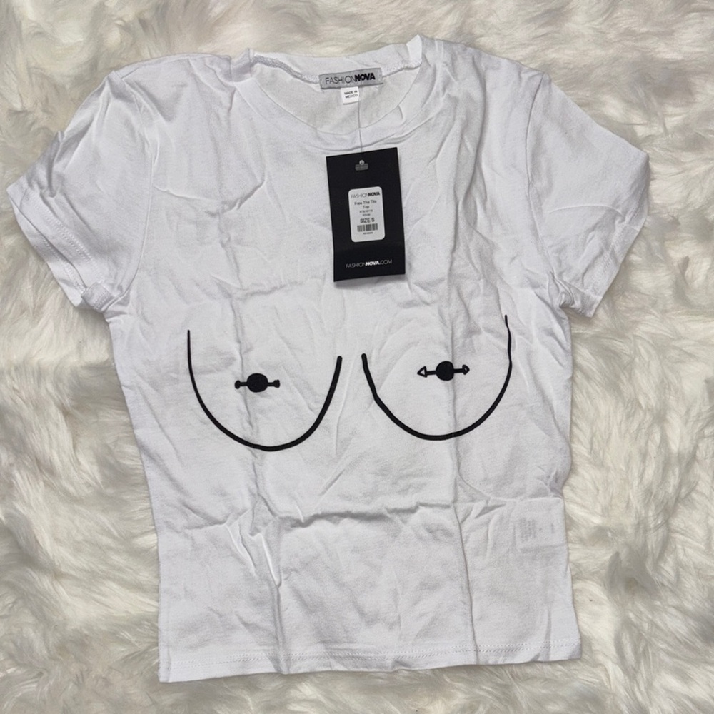 Fashion Nova White Graphic Tee